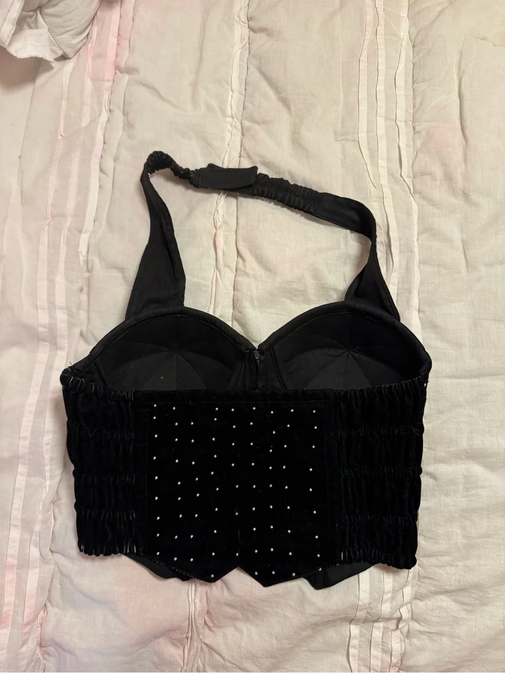 vintage y2k bra top blouse velvet with gem detail fashion fantasy brand size L